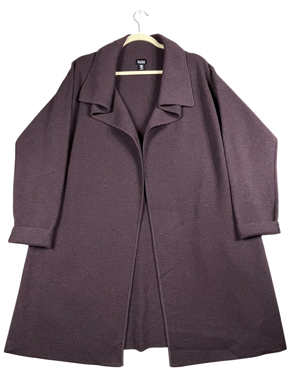 Eileen Fisher 100% Wool Italian Yarn Open Classic Minimalist Luxury Cardigan - M